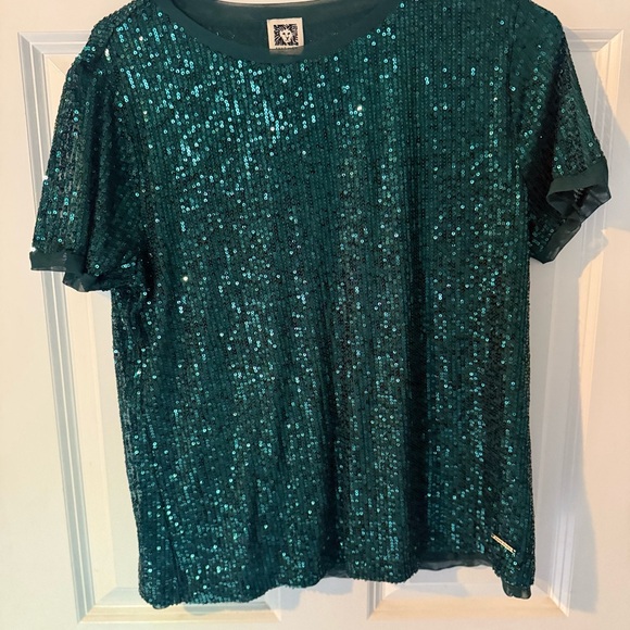 Anne Klein Emerald Sequin Blouse - Picture 1 of 3